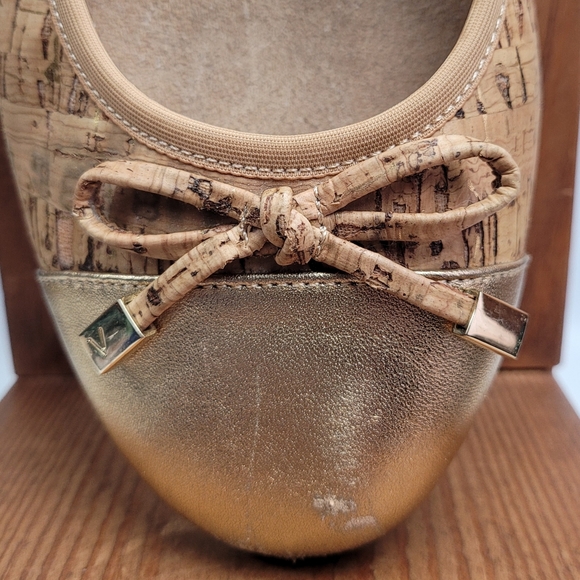 Vionic Minna Leather Gold Toe Cork Slip On Ballet Flats Shoes Size 10 - Picture 12 of 14